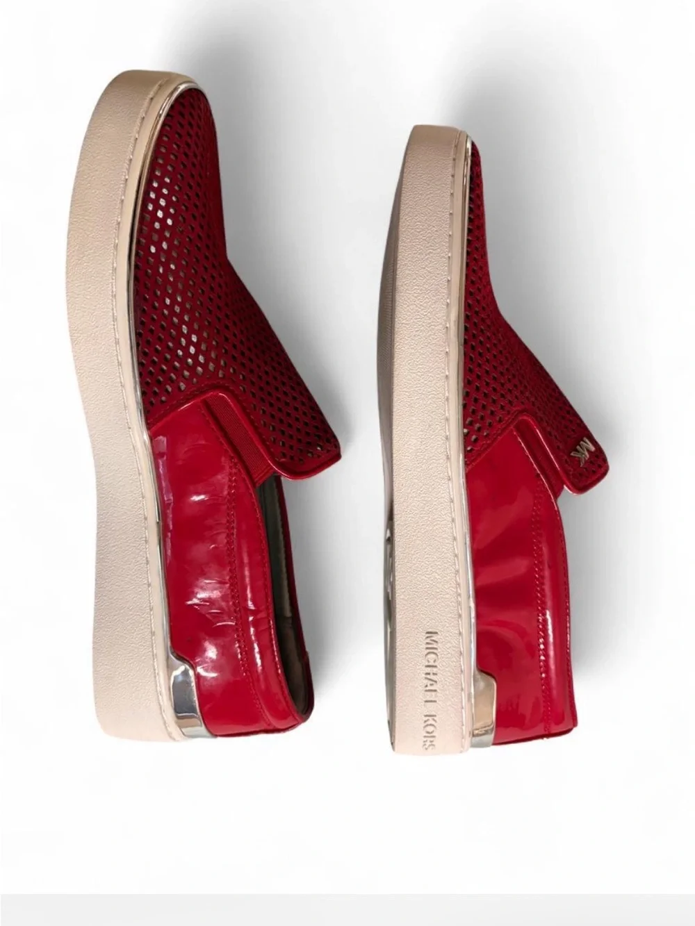 Michael Kors Red Perforated Slip-On Sneakers